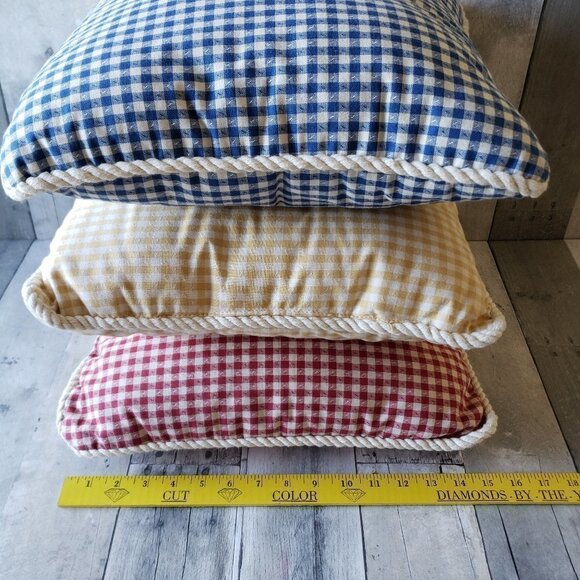 Set of Three Check Gingham Square Pillows Accent Pillows - Picture 4 of 5
